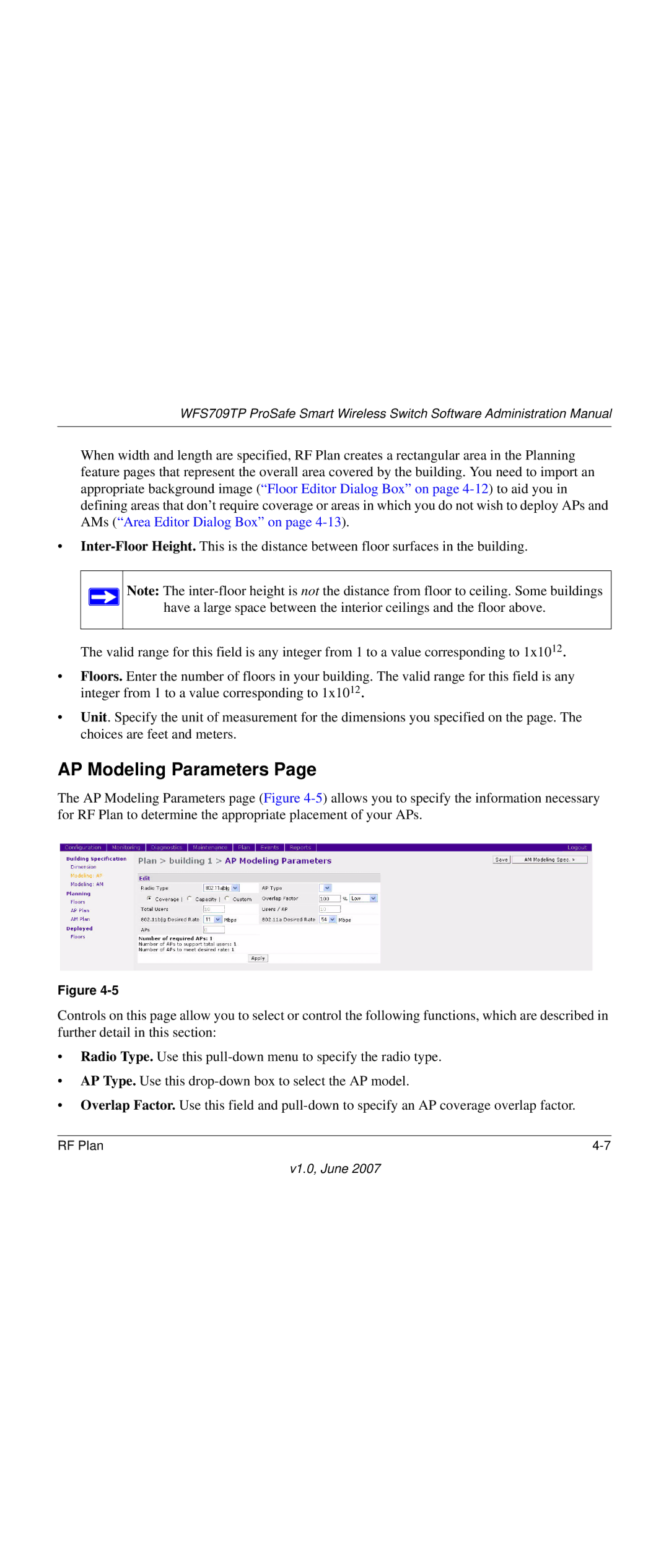 NETGEAR WFS709TP-100NAS manual AP Modeling Parameters 