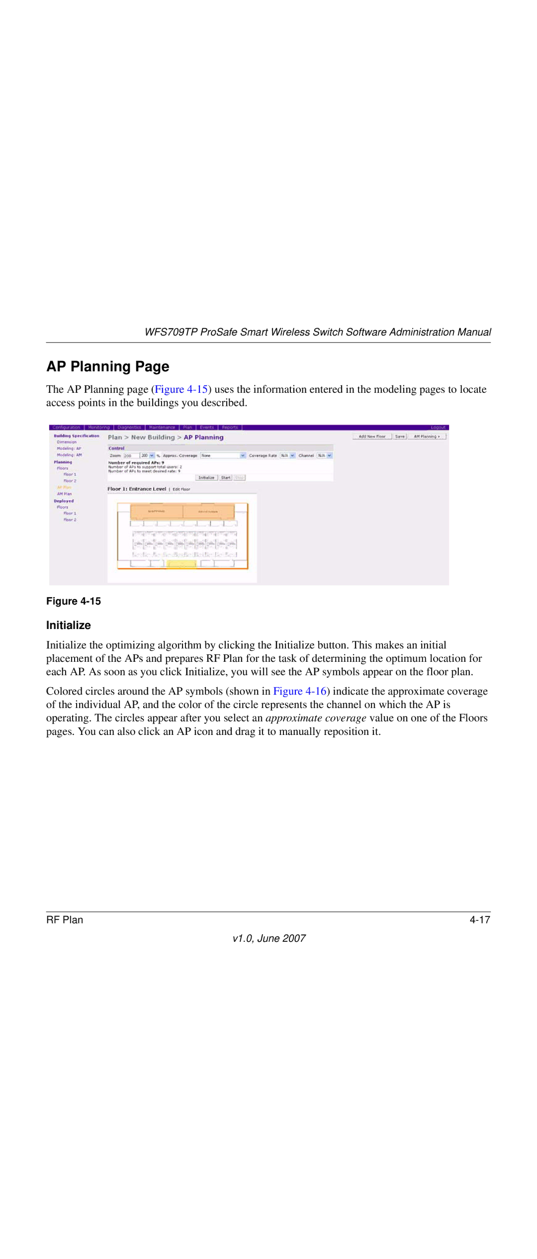 NETGEAR WFS709TP-100NAS manual AP Planning, Initialize 