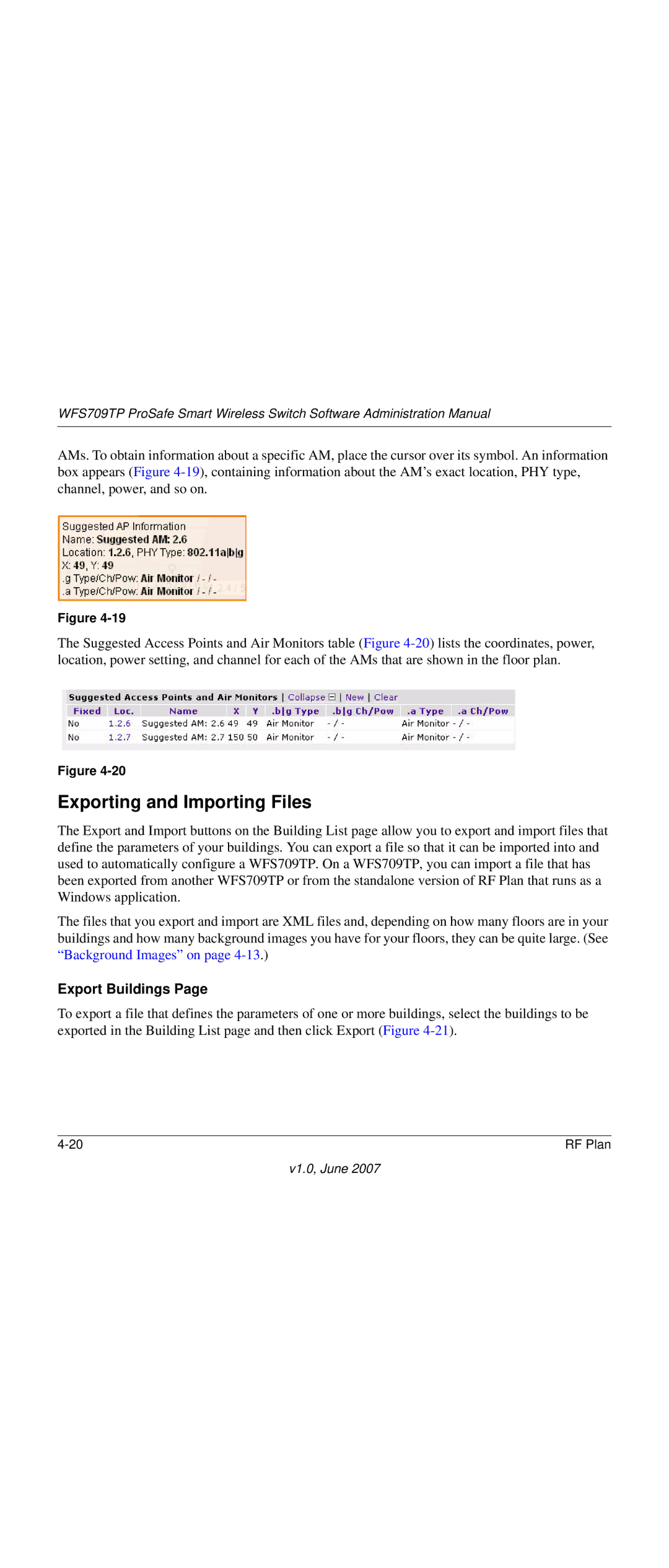 NETGEAR WFS709TP-100NAS manual Exporting and Importing Files, Export Buildings 