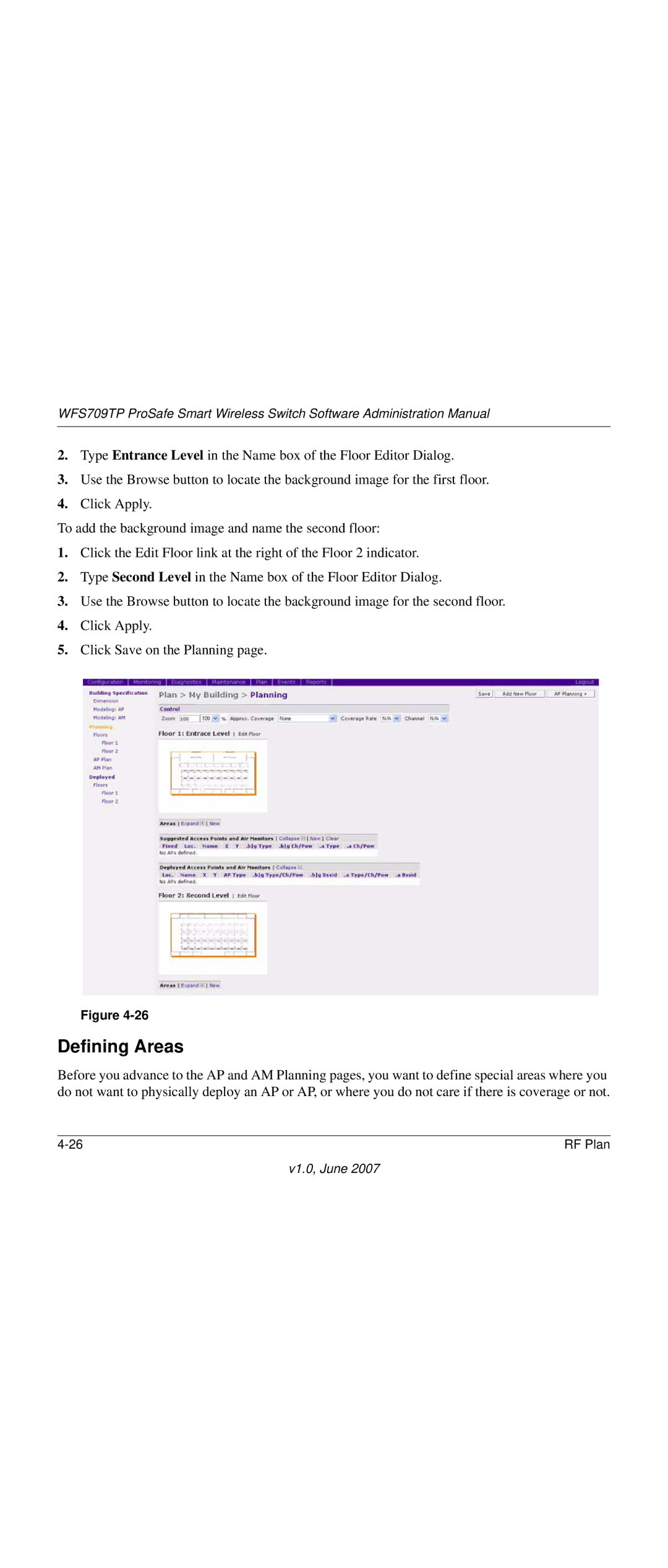 NETGEAR WFS709TP-100NAS manual Defining Areas 