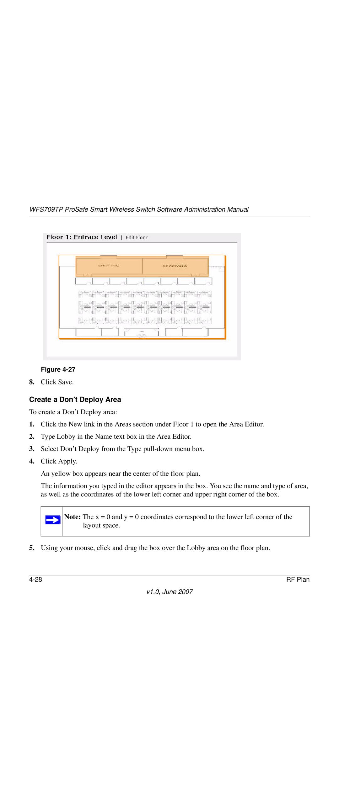 NETGEAR WFS709TP-100NAS manual Create a Don’t Deploy Area 