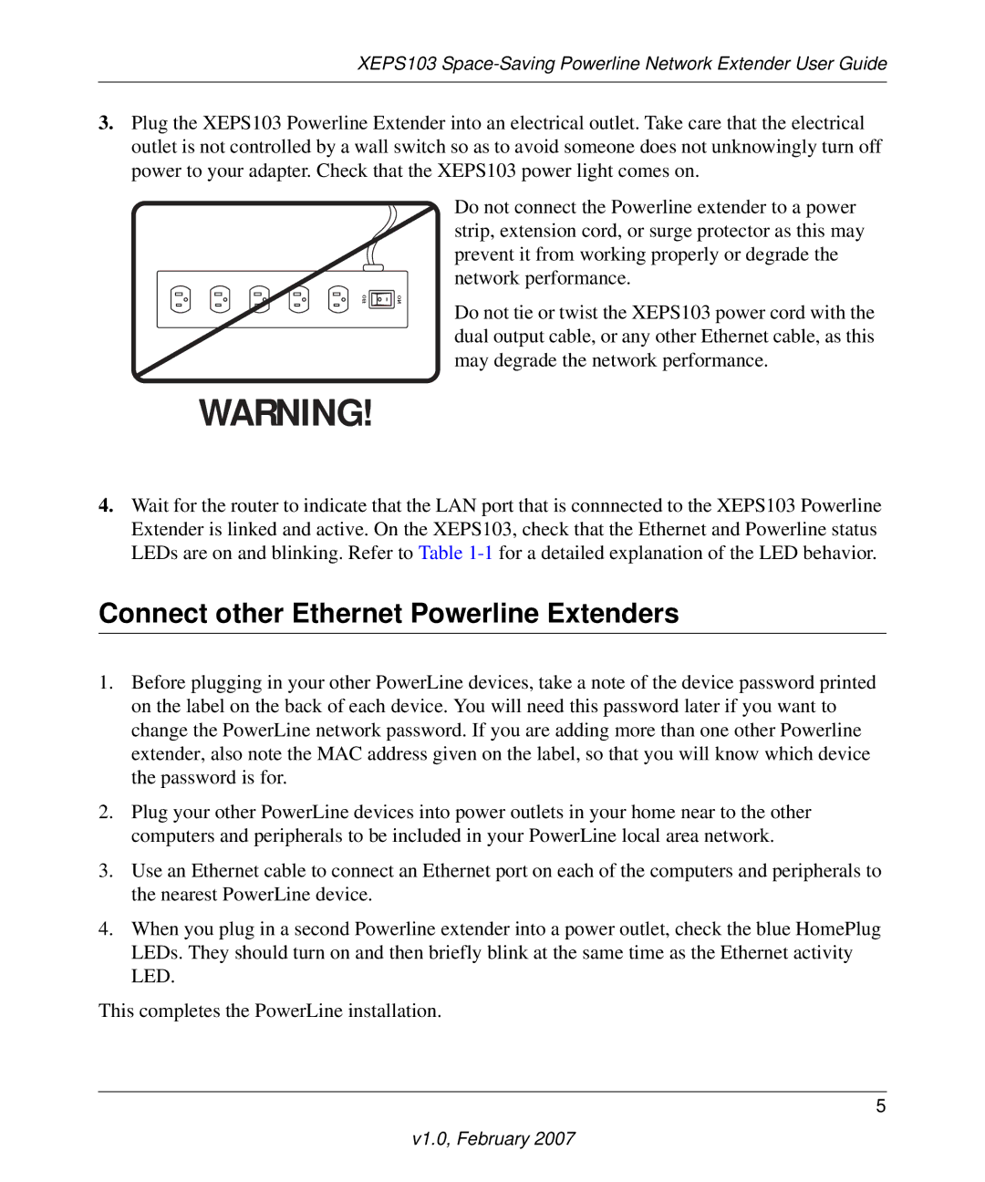 NETGEAR WGT624SC, WG102, WGPS606, GS608, GS105, GS605, XE103 manual Connect other Ethernet Powerline Extenders 