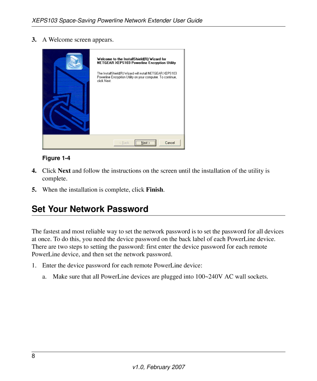 NETGEAR GS608, WG102, WGPS606, GS105, GS605, XE103, WGT624SC manual Set Your Network Password 