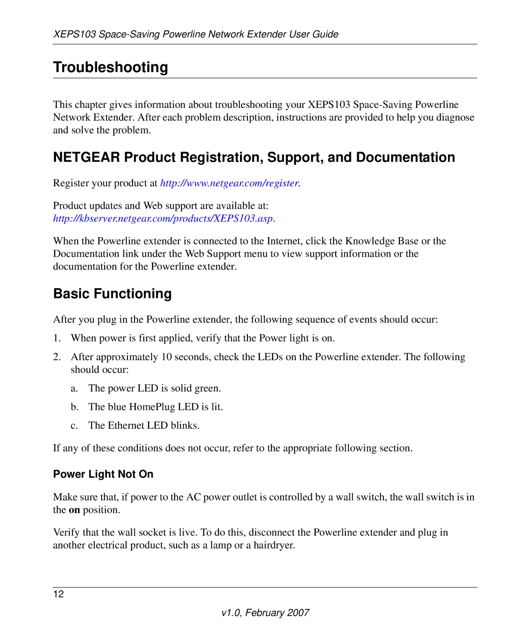 NETGEAR WGT624SC, WG102, GS608 Troubleshooting, Netgear Product Registration, Support, and Documentation, Basic Functioning 