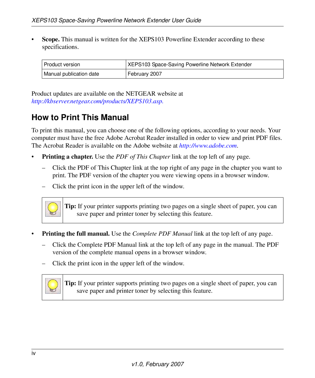 NETGEAR WGPS606, WG102, GS608, GS105, GS605, XE103, WGT624SC manual How to Print This Manual 