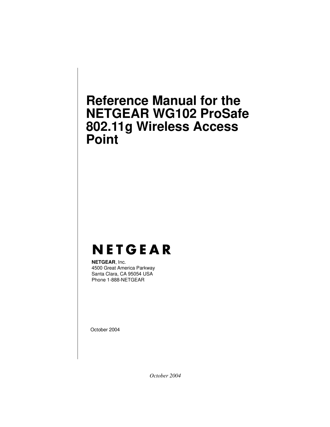 NETGEAR WG102 manual October 