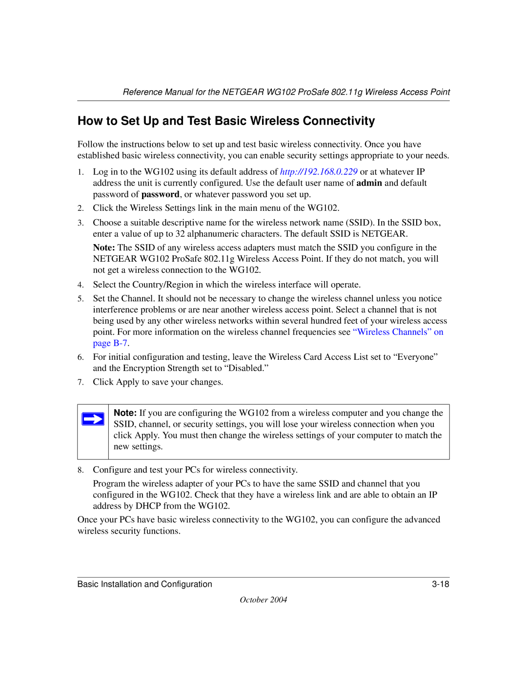 NETGEAR WG102 manual How to Set Up and Test Basic Wireless Connectivity 