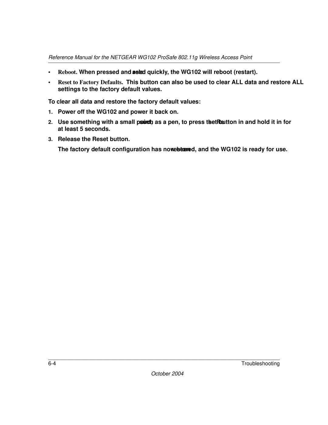 NETGEAR WG102 manual October 