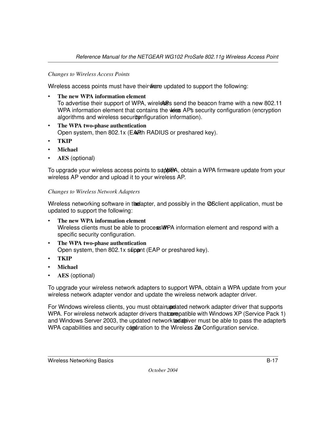 NETGEAR WG102 manual Changes to Wireless Access Points 