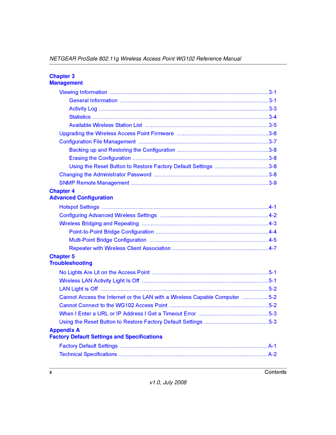 NETGEAR WG102NA manual Chapter Management 