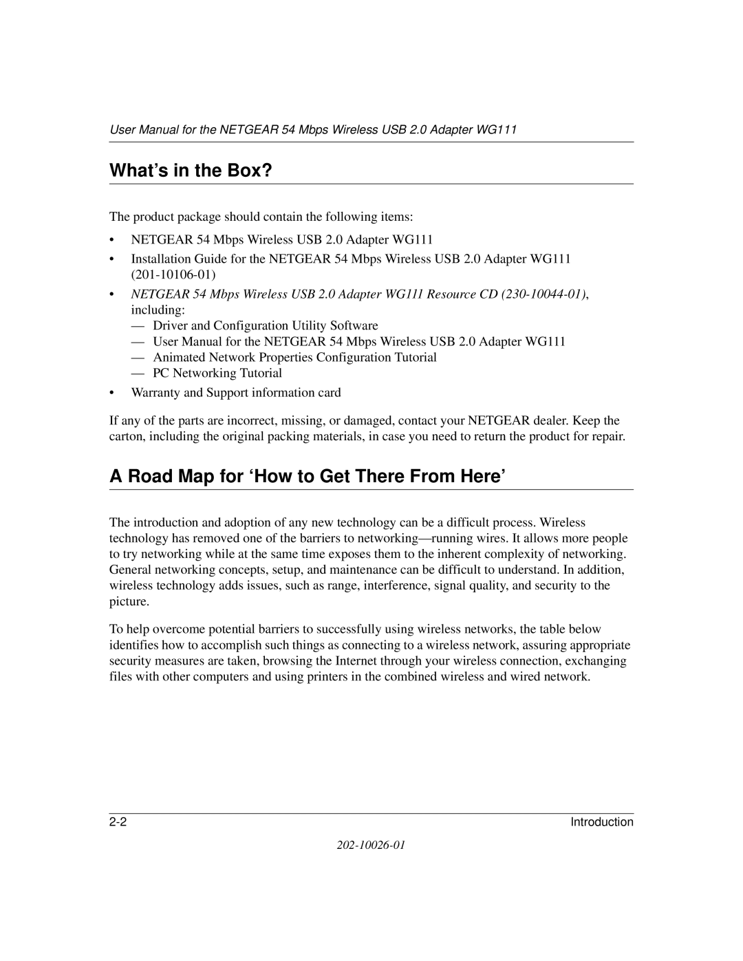 NETGEAR WG111 user manual What’s in the Box?, Road Map for ‘How to Get There From Here’ 