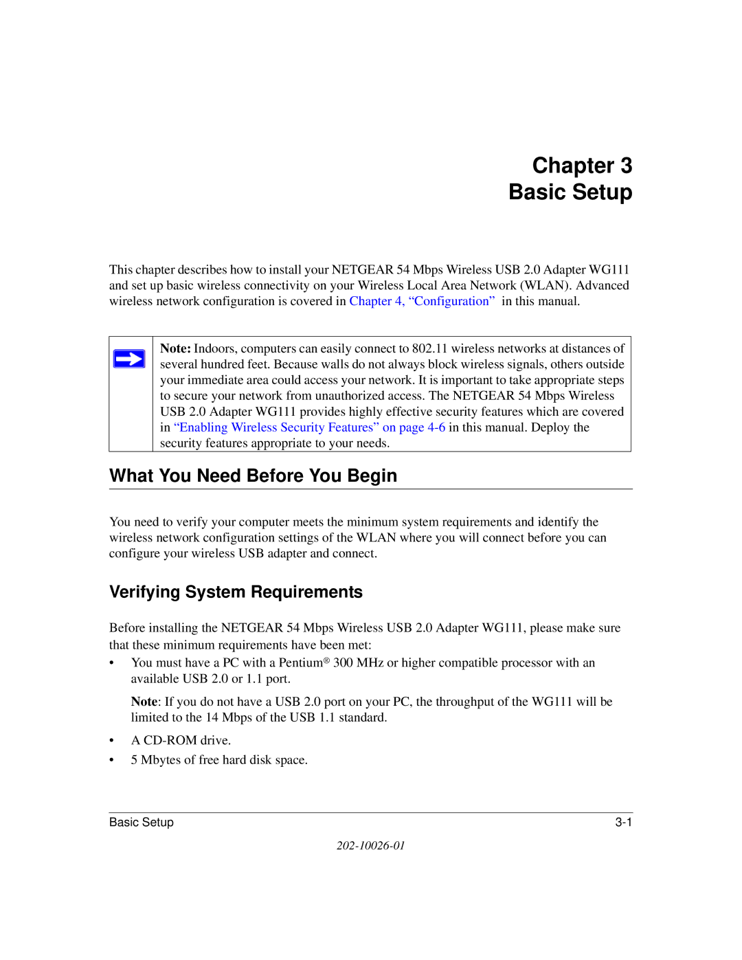 NETGEAR WG111 user manual Chapter Basic Setup, What You Need Before You Begin, Verifying System Requirements 