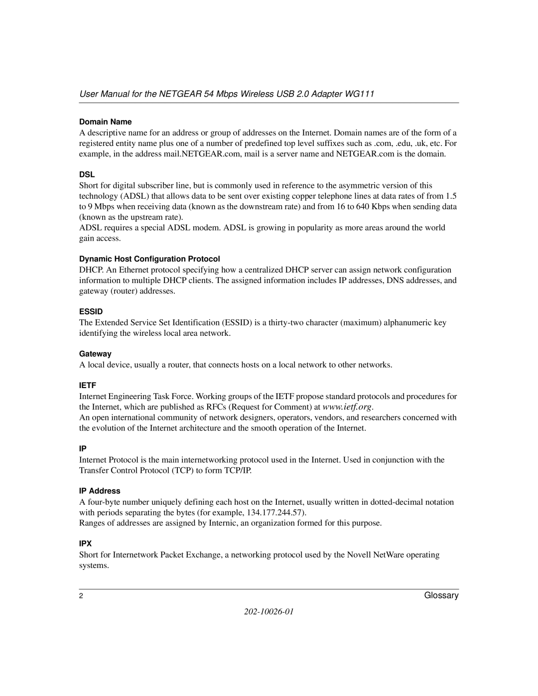 NETGEAR WG111 user manual Dsl 