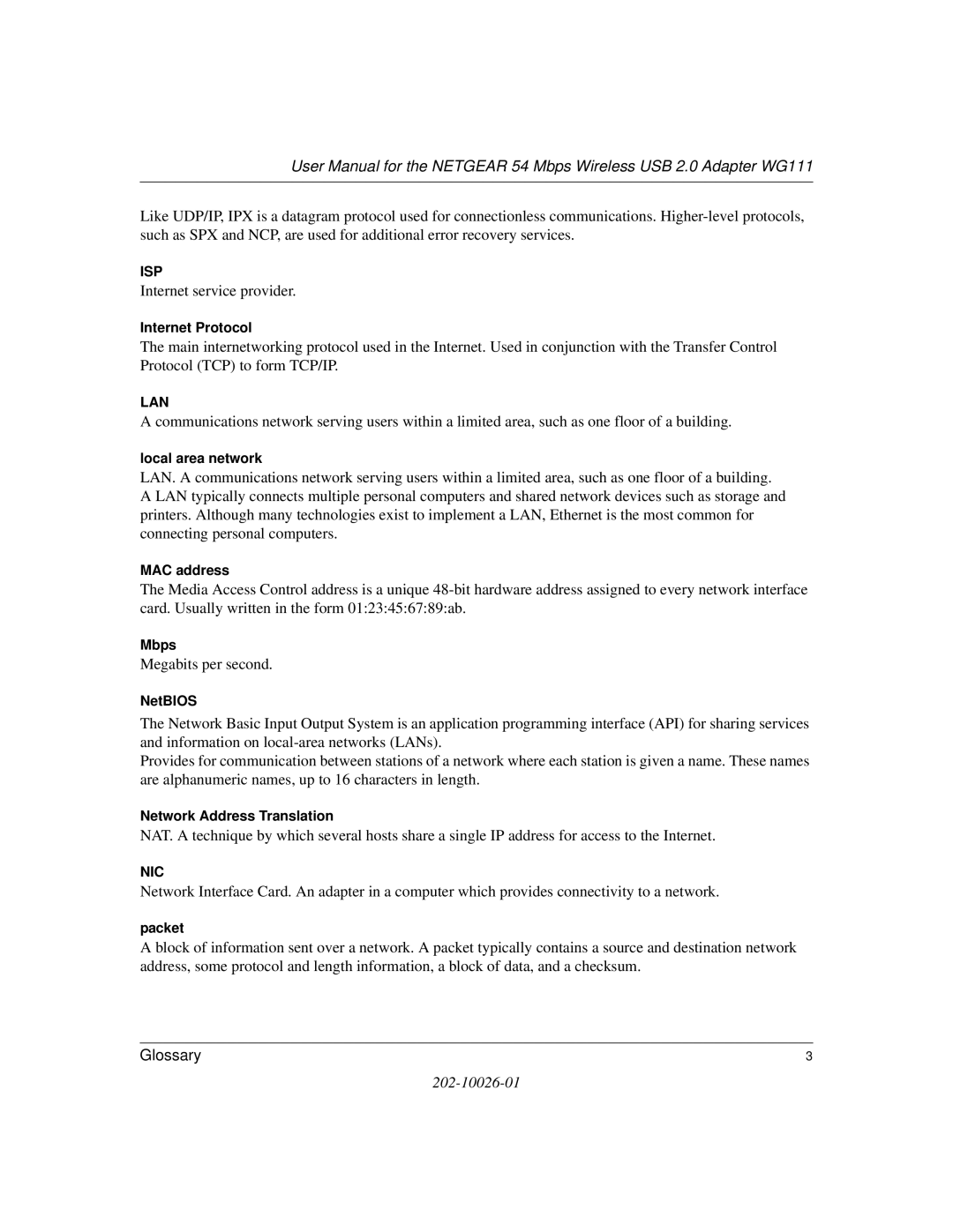 NETGEAR WG111 user manual Internet service provider 