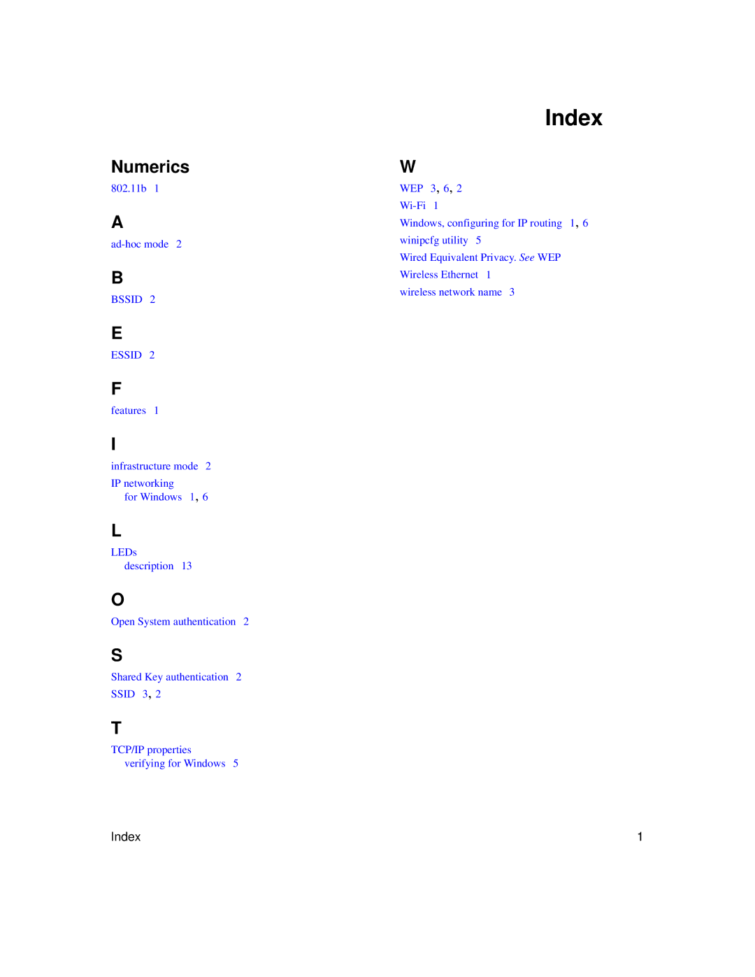 NETGEAR WG111 user manual Index, Numerics 