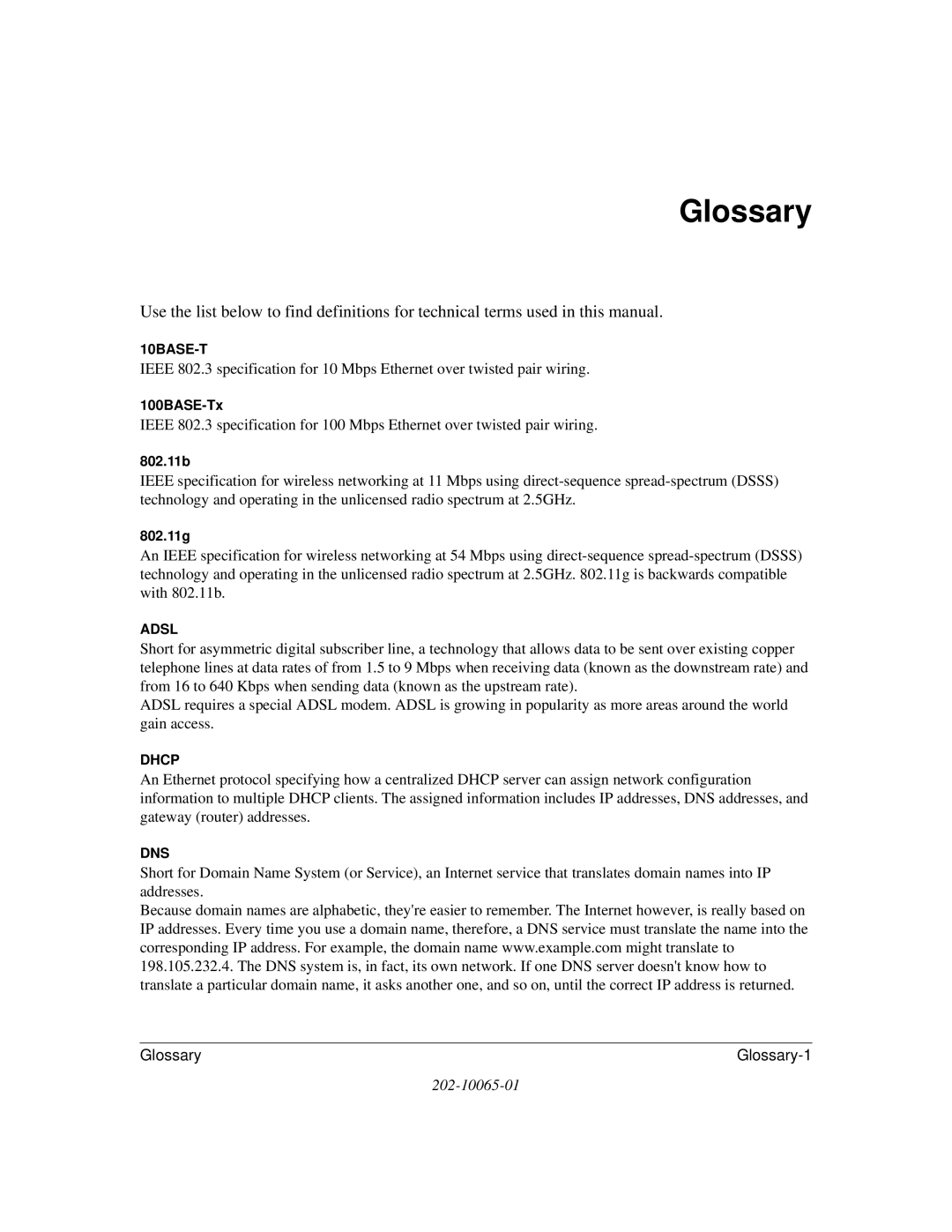 NETGEAR WG111U user manual Glossary 