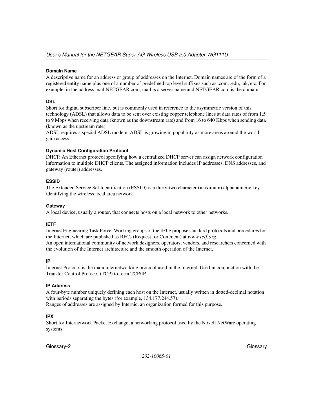 NETGEAR WG111U user manual Glossary-2 