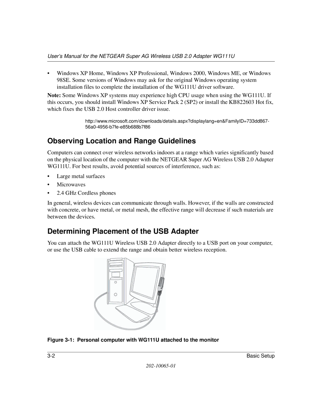 NETGEAR WG111U user manual Observing Location and Range Guidelines, Determining Placement of the USB Adapter 