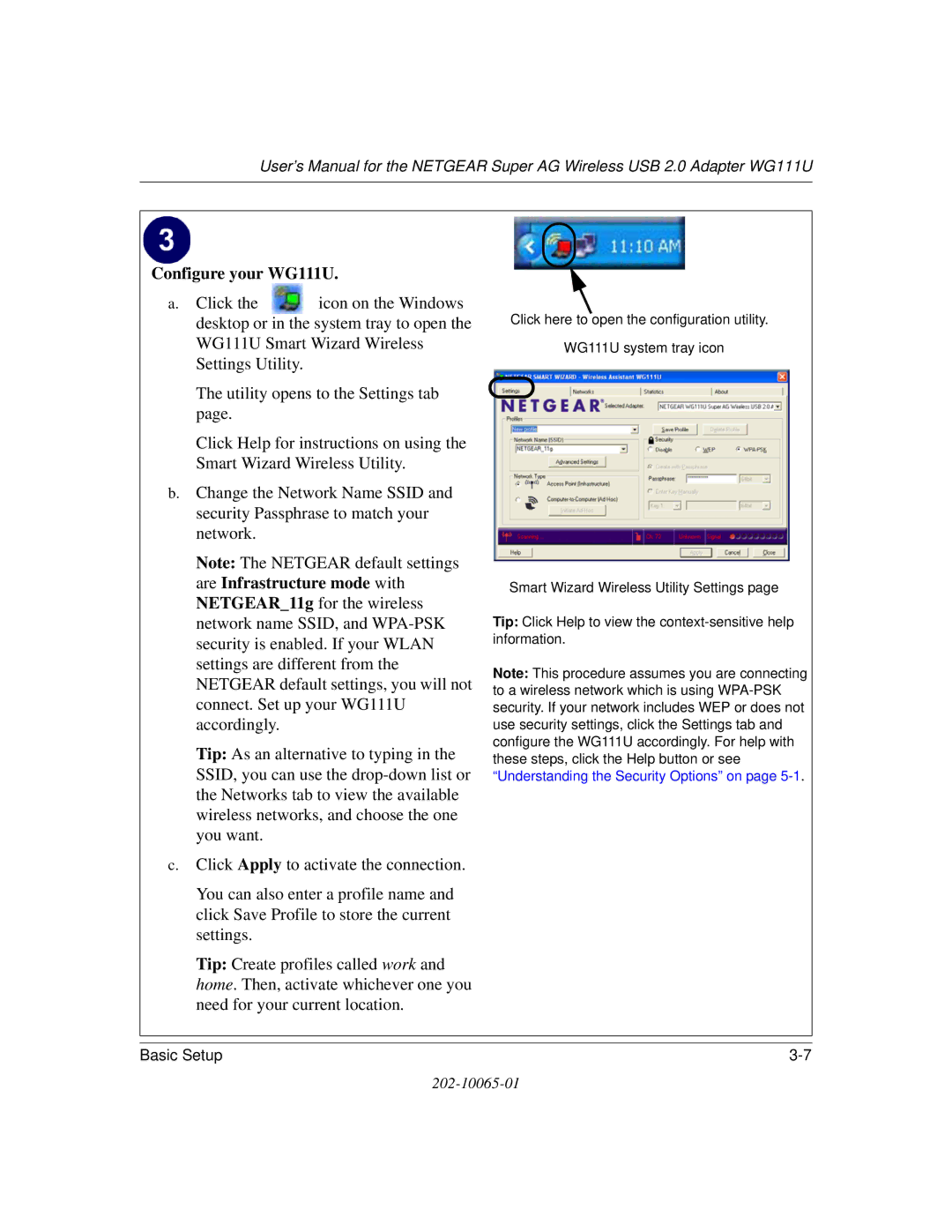 NETGEAR user manual Configure your WG111U 