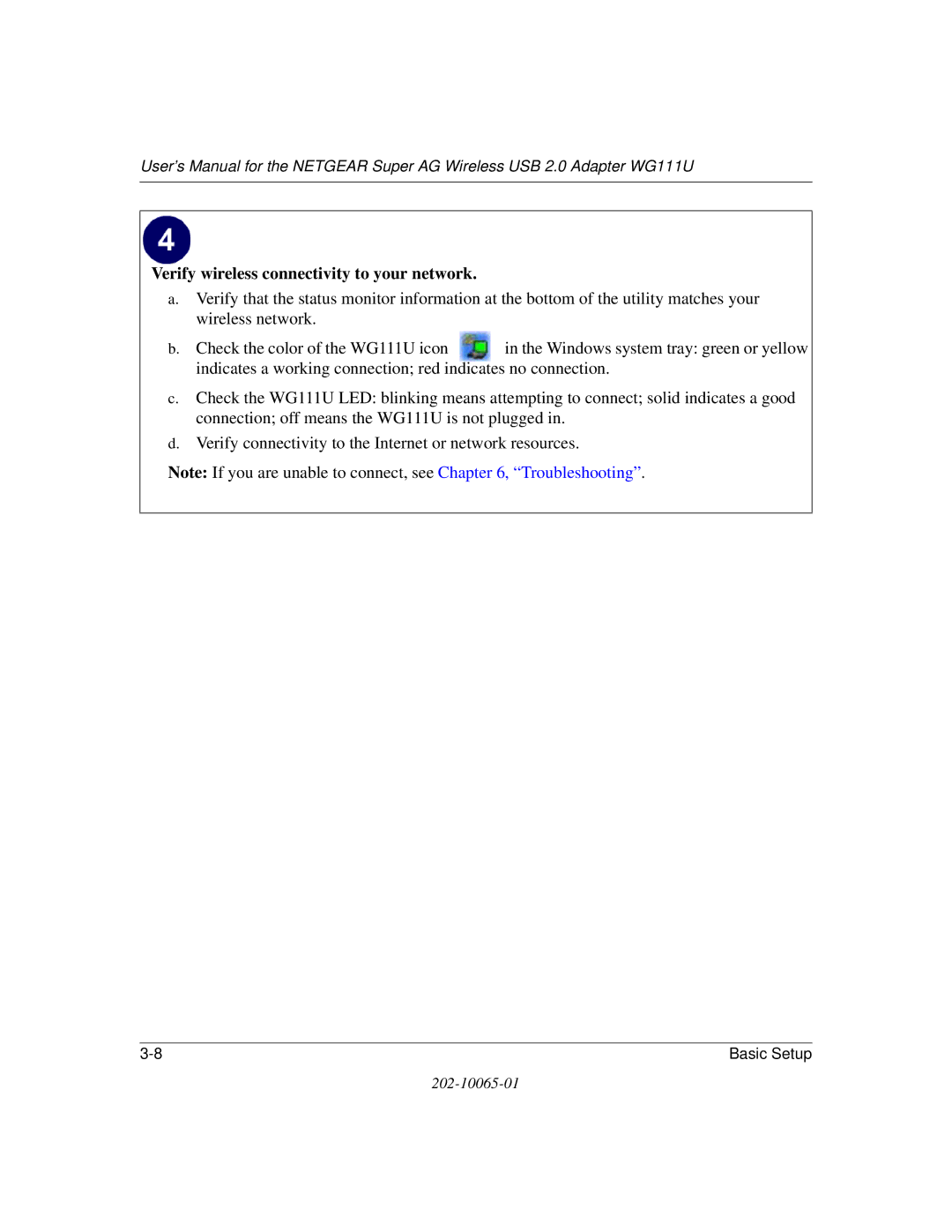 NETGEAR WG111U user manual Verify wireless connectivity to your network 