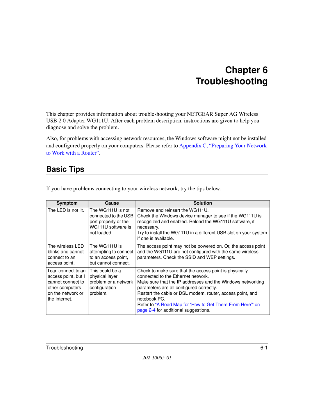 NETGEAR WG111U user manual Chapter Troubleshooting, Basic Tips 