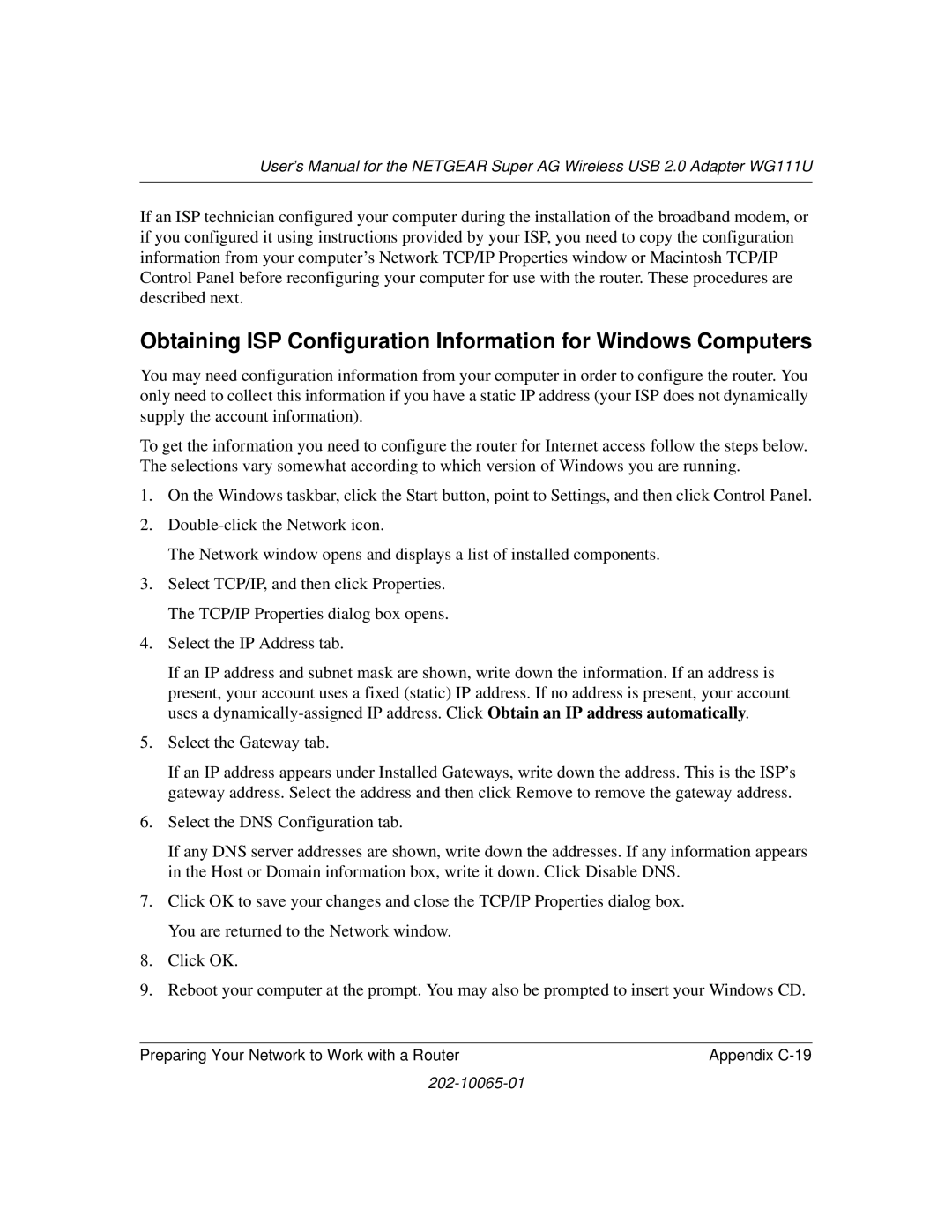 NETGEAR WG111U user manual Select the Gateway tab 