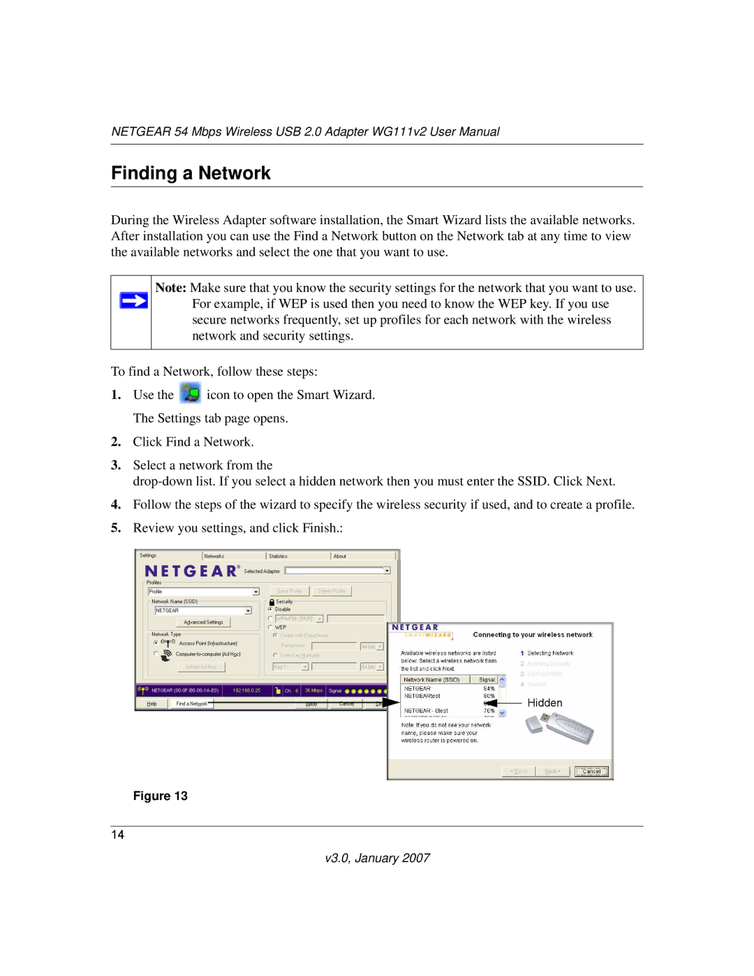 NETGEAR WG111V2 user manual Finding a Network 