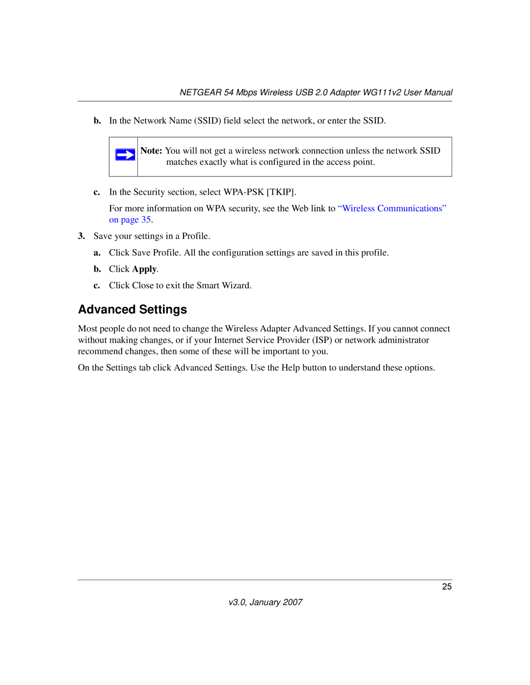 NETGEAR WG111V2 user manual Advanced Settings 