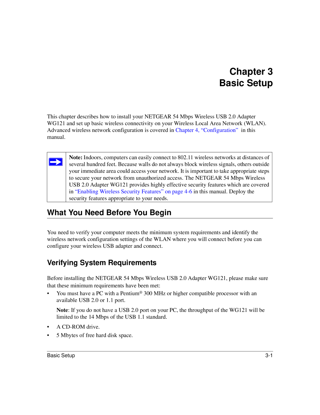 NETGEAR WG121 user manual Chapter Basic Setup, What You Need Before You Begin, Verifying System Requirements 