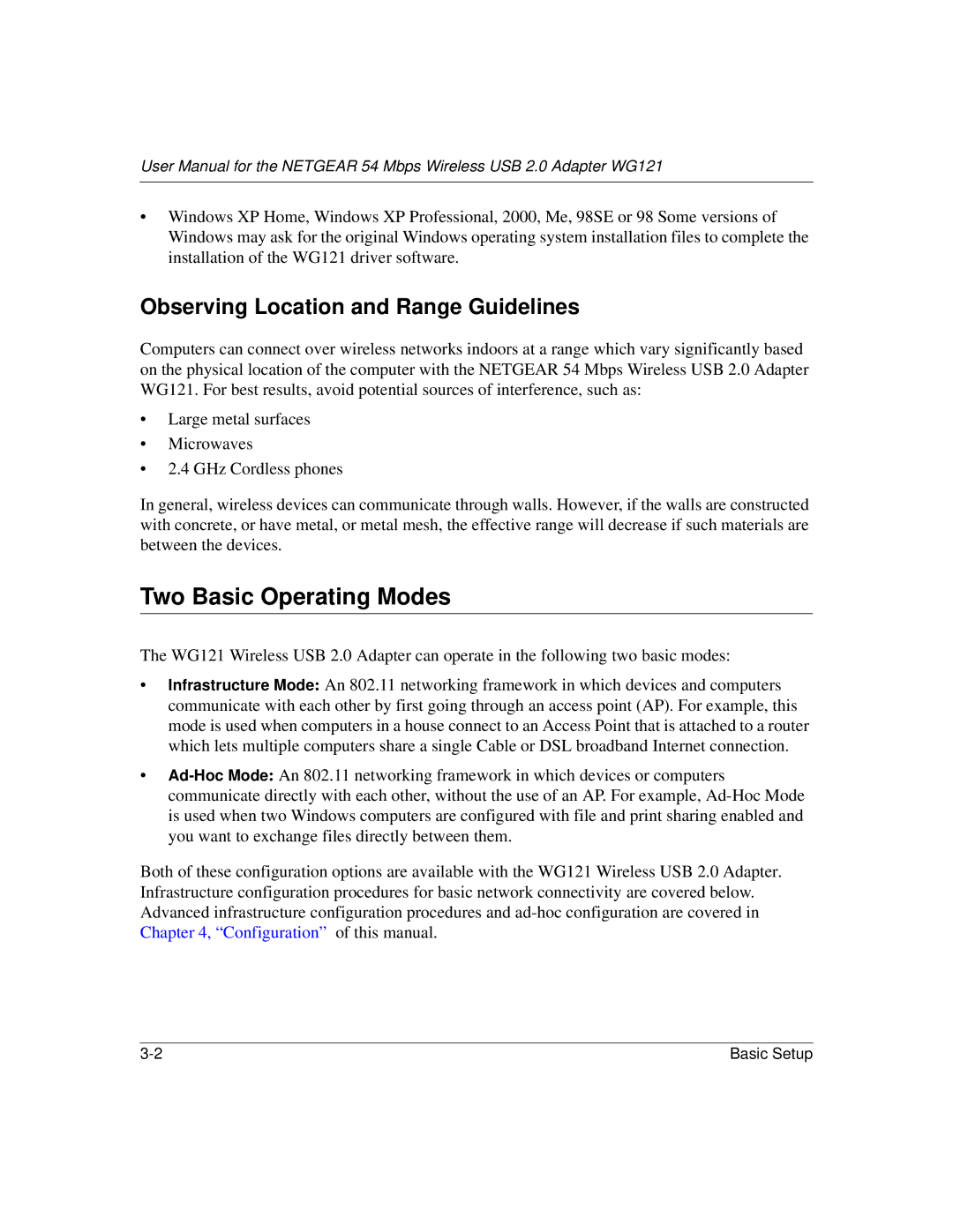 NETGEAR WG121 user manual Two Basic Operating Modes, Observing Location and Range Guidelines 