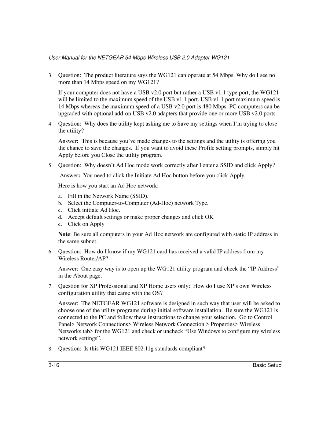 NETGEAR WG121 user manual Basic Setup 