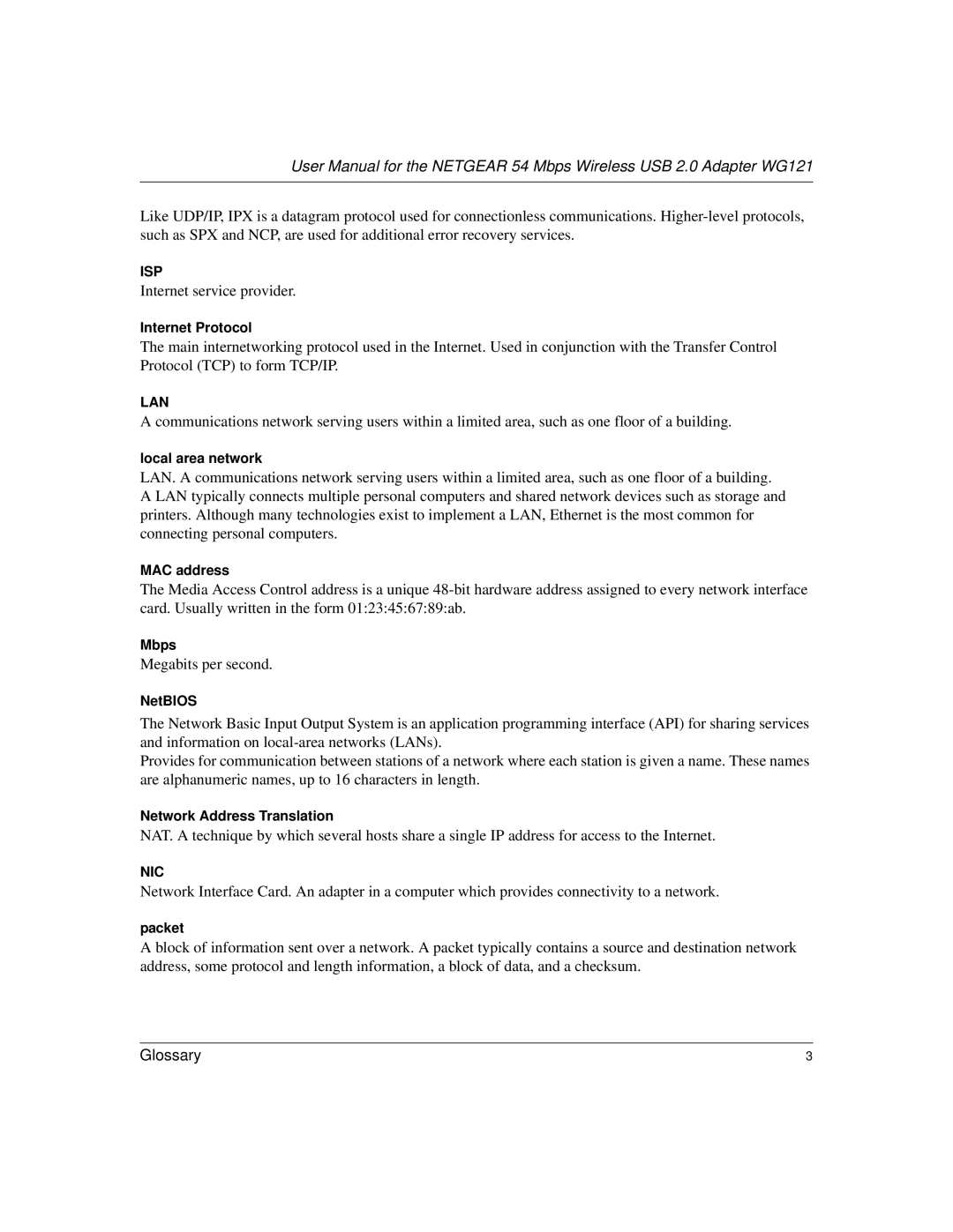 NETGEAR WG121 user manual Internet service provider 