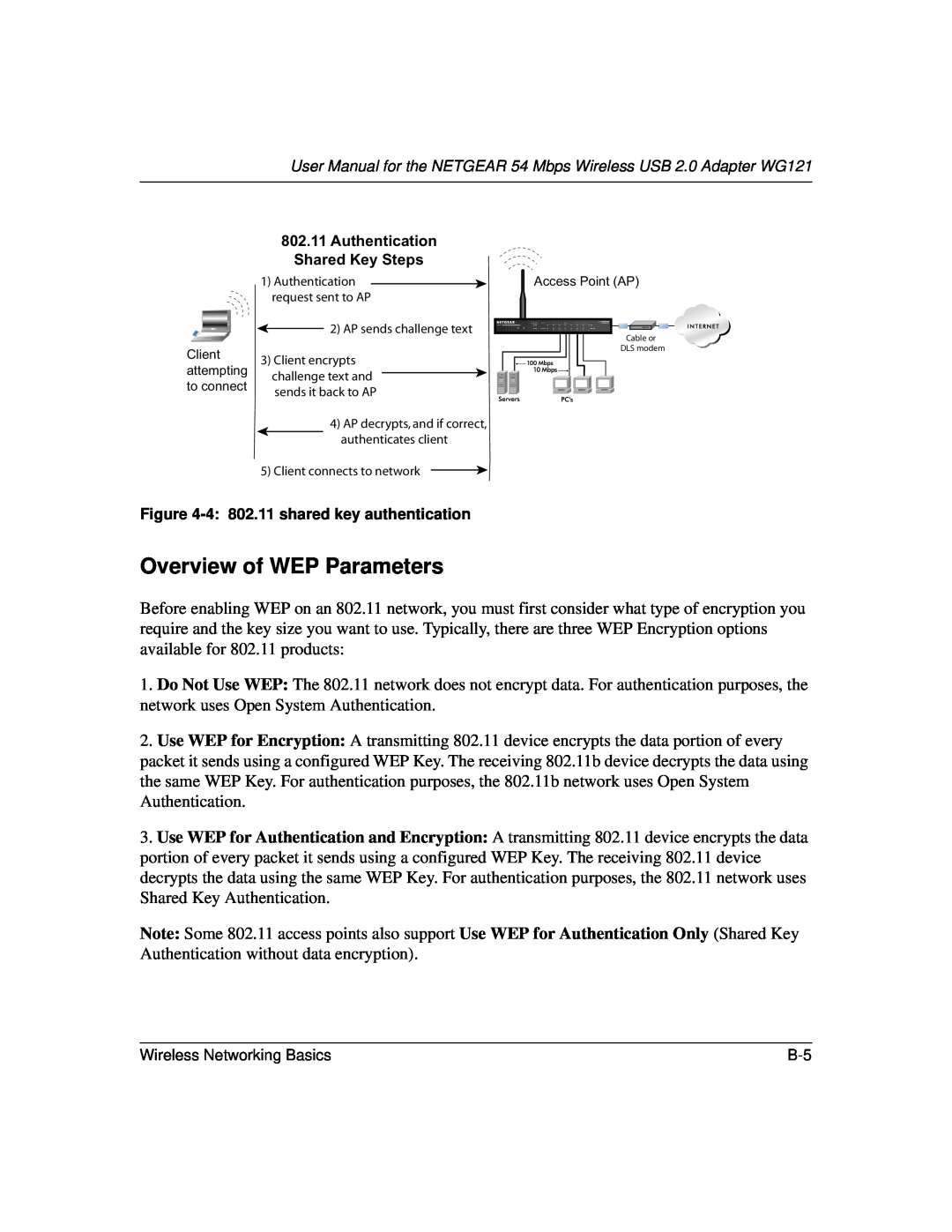 NETGEAR WG121 user manual Do Not Use WEP The, the data 