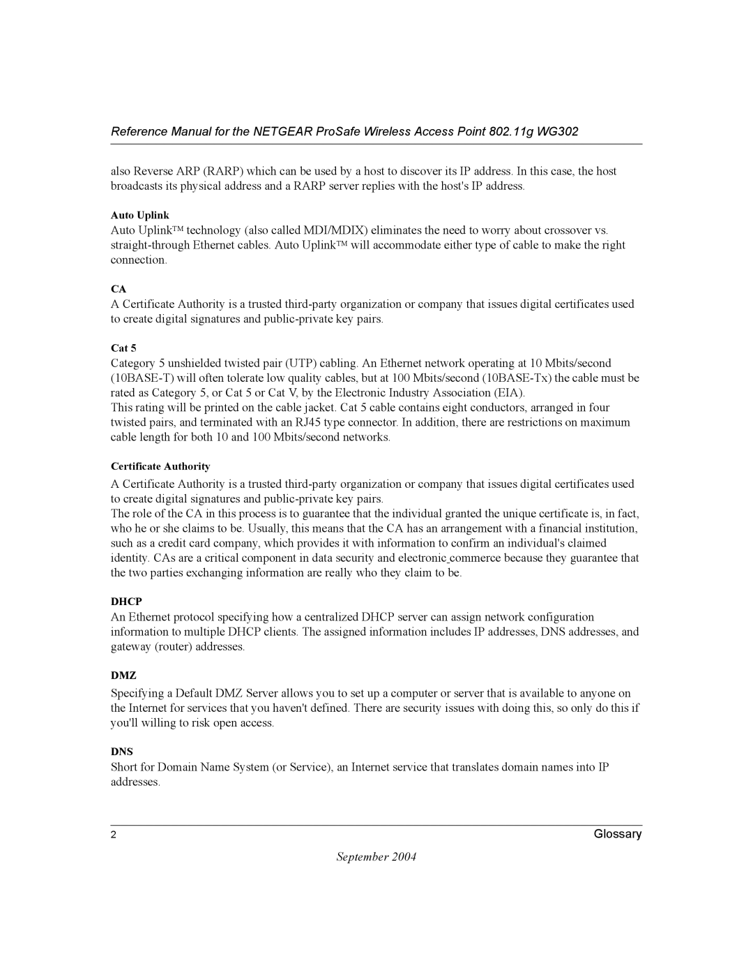 NETGEAR WG302 manual Dhcp 