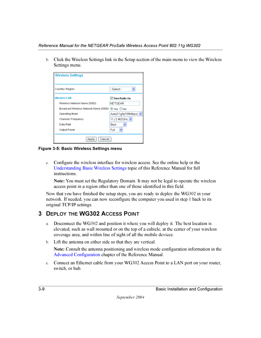 NETGEAR manual Deploy the WG302 Access Point 