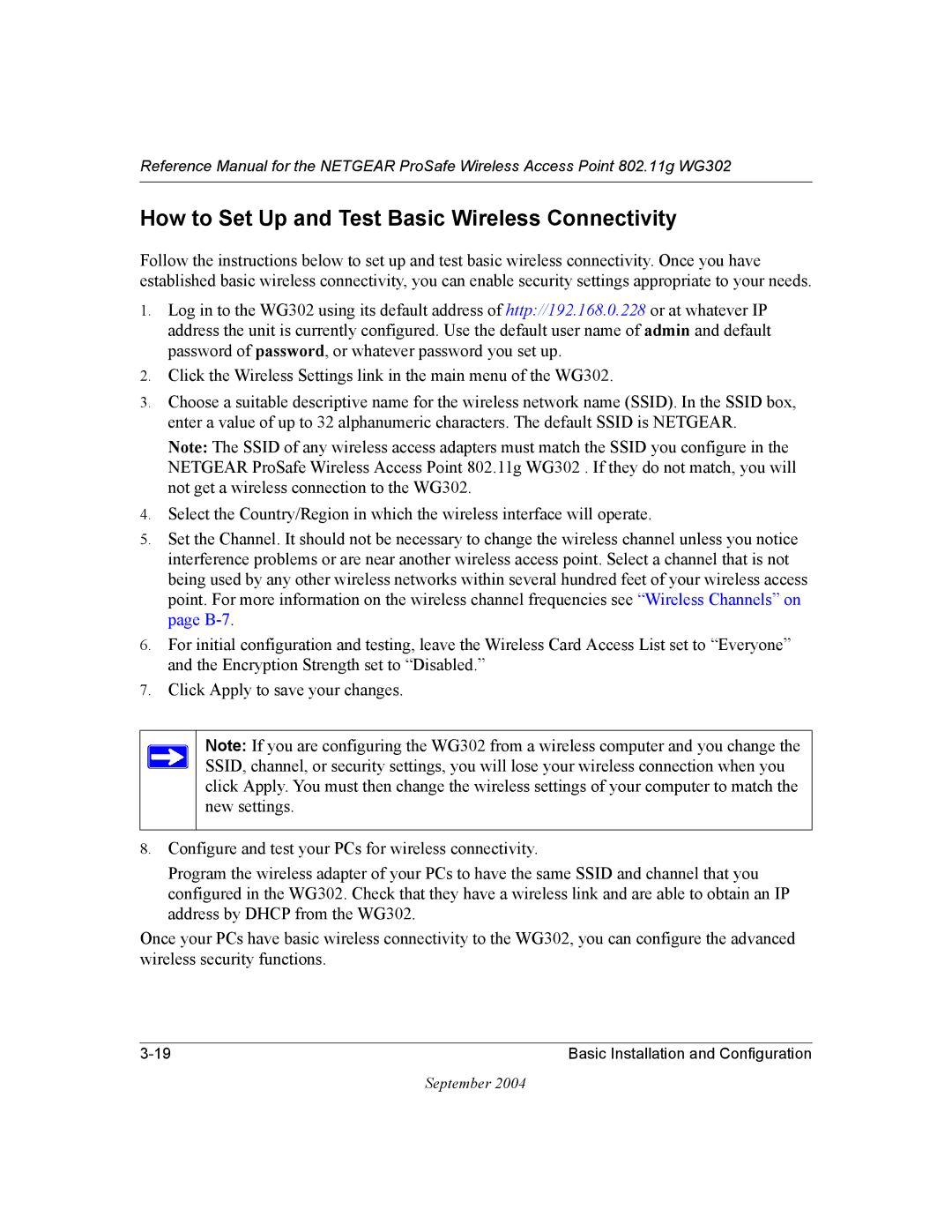 NETGEAR WG302 manual How to Set Up and Test Basic Wireless Connectivity 