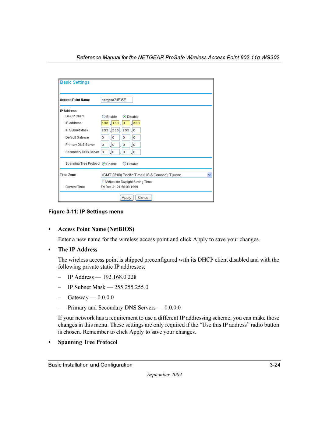 NETGEAR WG302 manual Access Point Name NetBIOS 