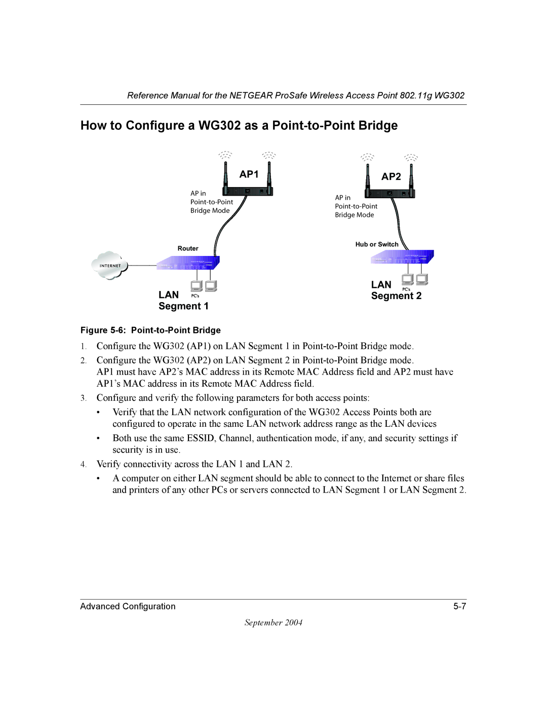 NETGEAR manual How to Configure a WG302 as a Point-to-Point Bridge 