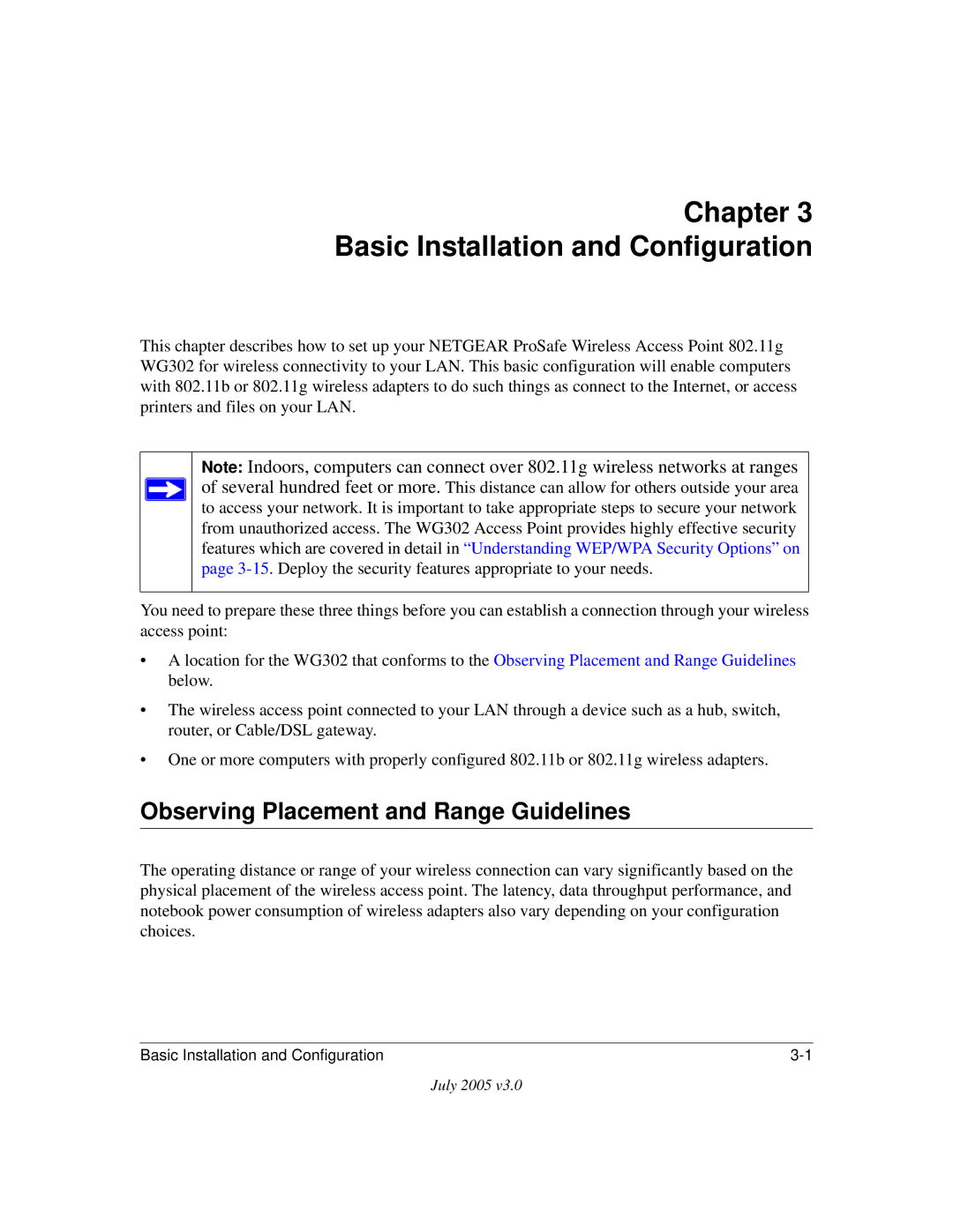 NETGEAR WG302 manual Chapter Basic Installation and Configuration, Observing Placement and Range Guidelines 