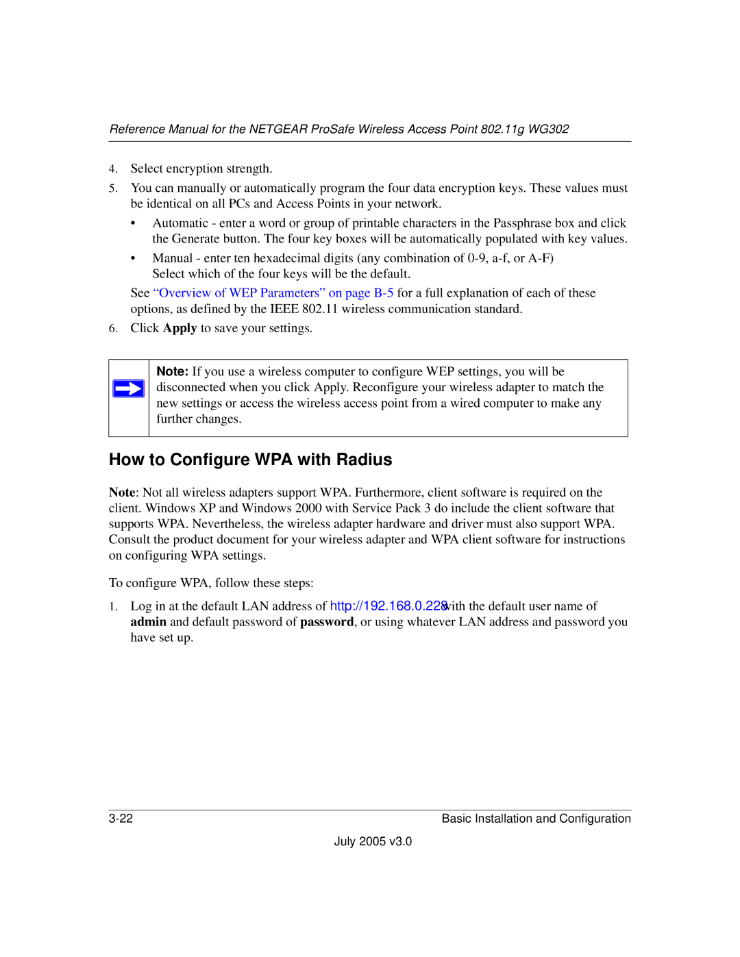 NETGEAR WG302 manual How to Configure WPA with Radius 