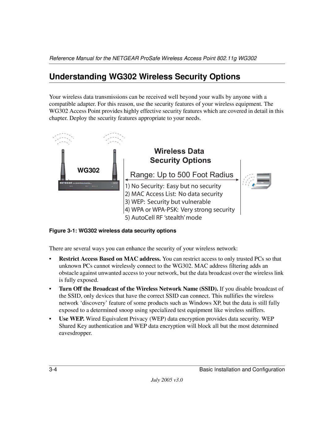 NETGEAR manual Understanding WG302 Wireless Security Options, LUHOHVVDWD 6HFXULW\2SWLRQV 