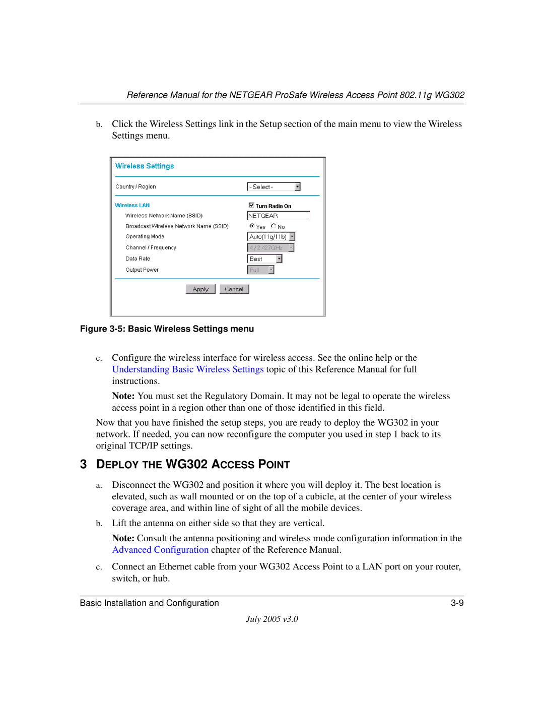 NETGEAR manual Deploy the WG302 Access Point 