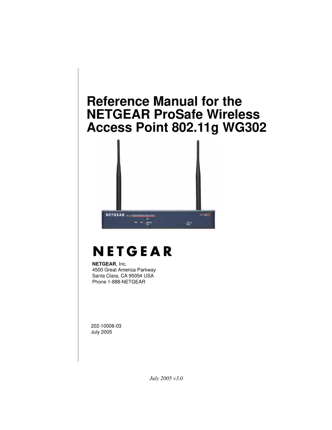 NETGEAR WG302NA manual July 2005 