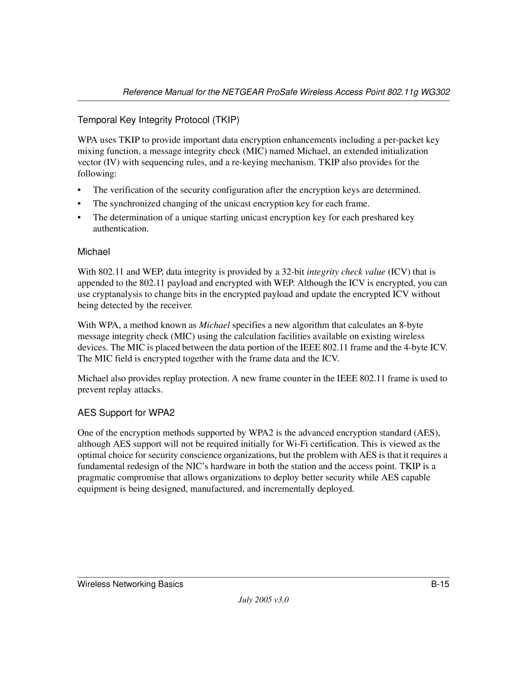 NETGEAR WG302NA manual Temporal Key Integrity Protocol Tkip 