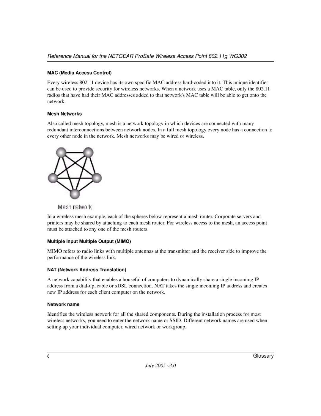 NETGEAR WG302NA manual MAC Media Access Control 