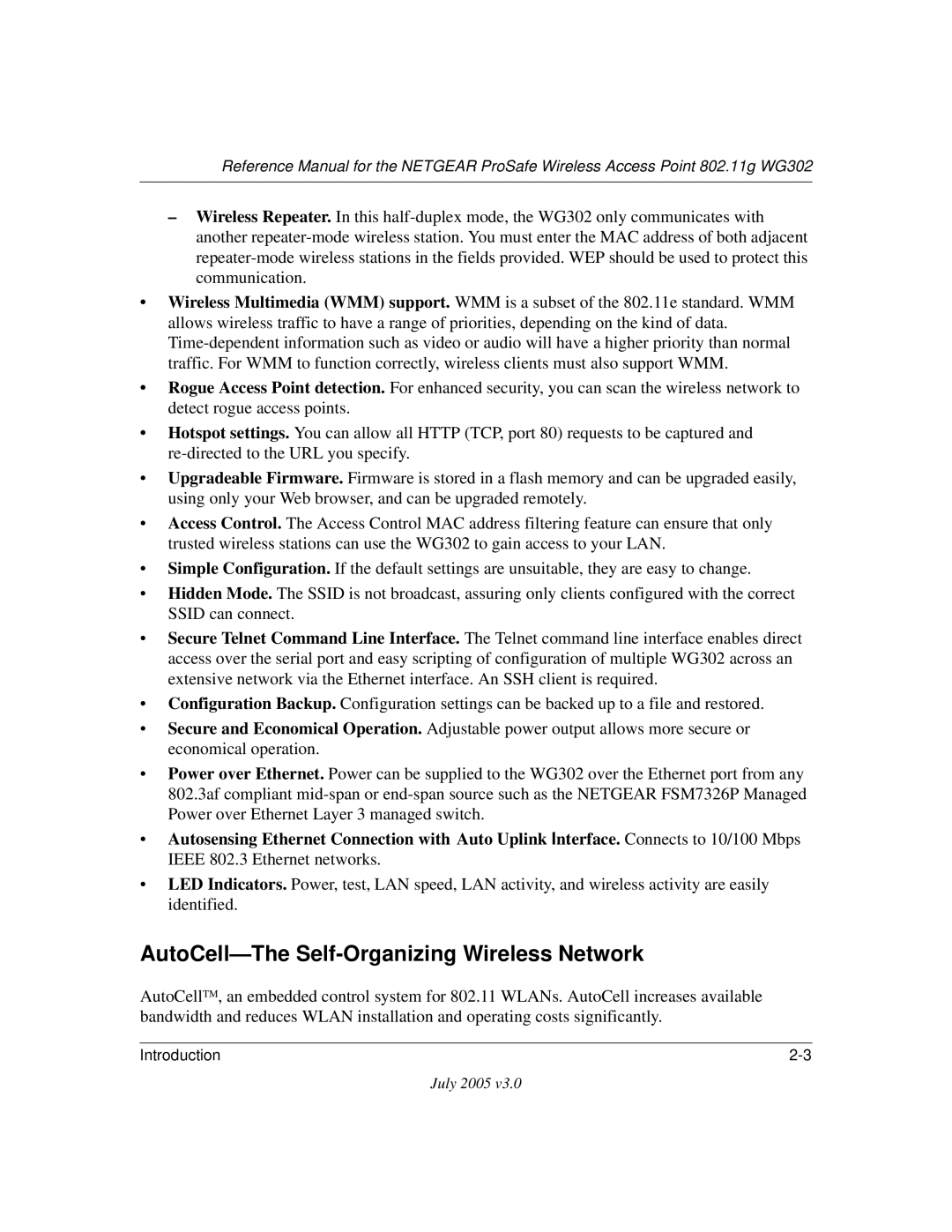 NETGEAR WG302NA manual AutoCell-The Self-Organizing Wireless Network 