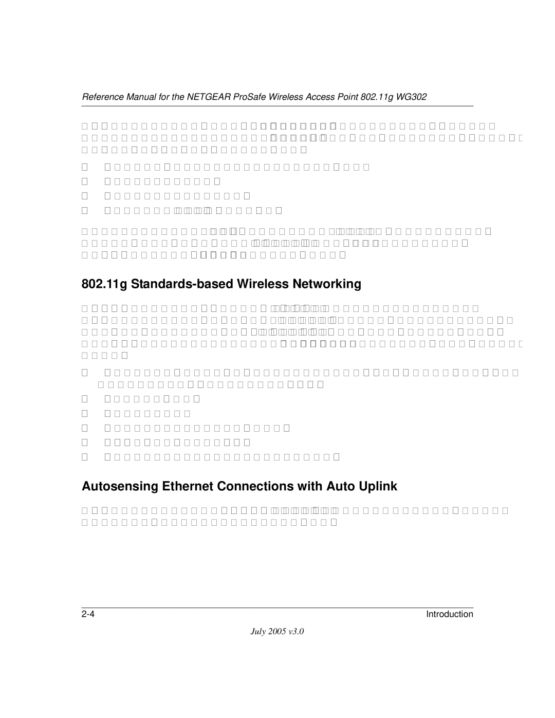 NETGEAR WG302NA manual 802.11g Standards-based Wireless Networking, Autosensing Ethernet Connections with Auto Uplink 