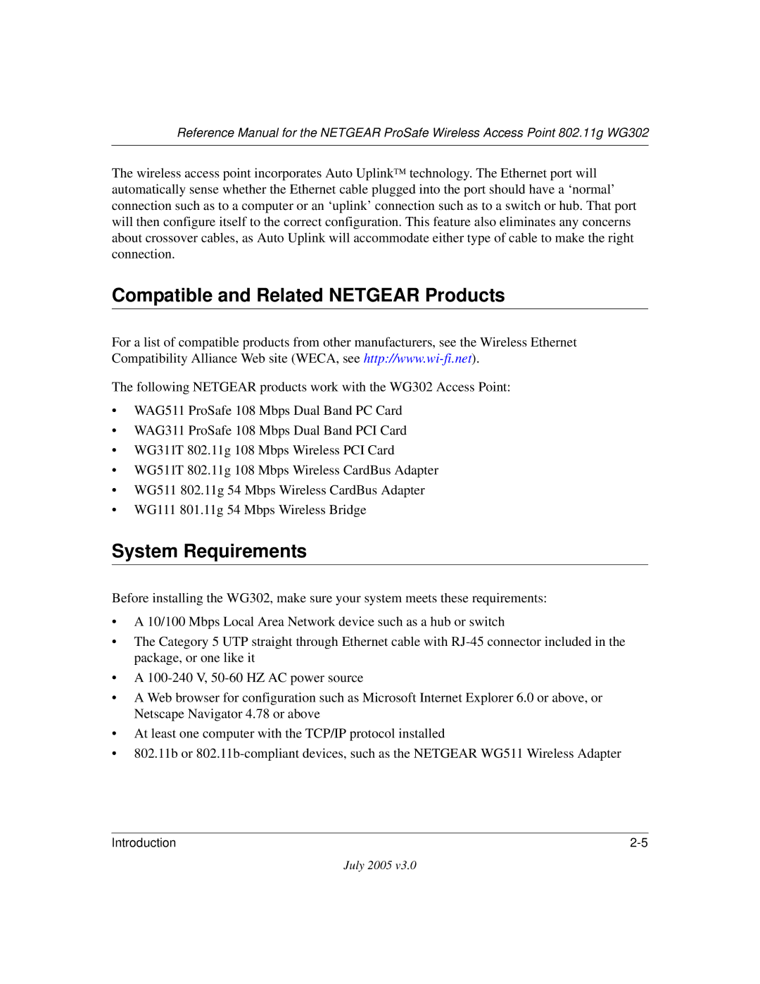 NETGEAR WG302NA manual Compatible and Related Netgear Products, System Requirements 