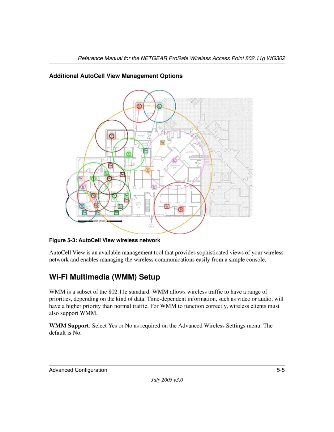 NETGEAR WG302NA manual Wi-Fi Multimedia WMM Setup, Additional AutoCell View Management Options 