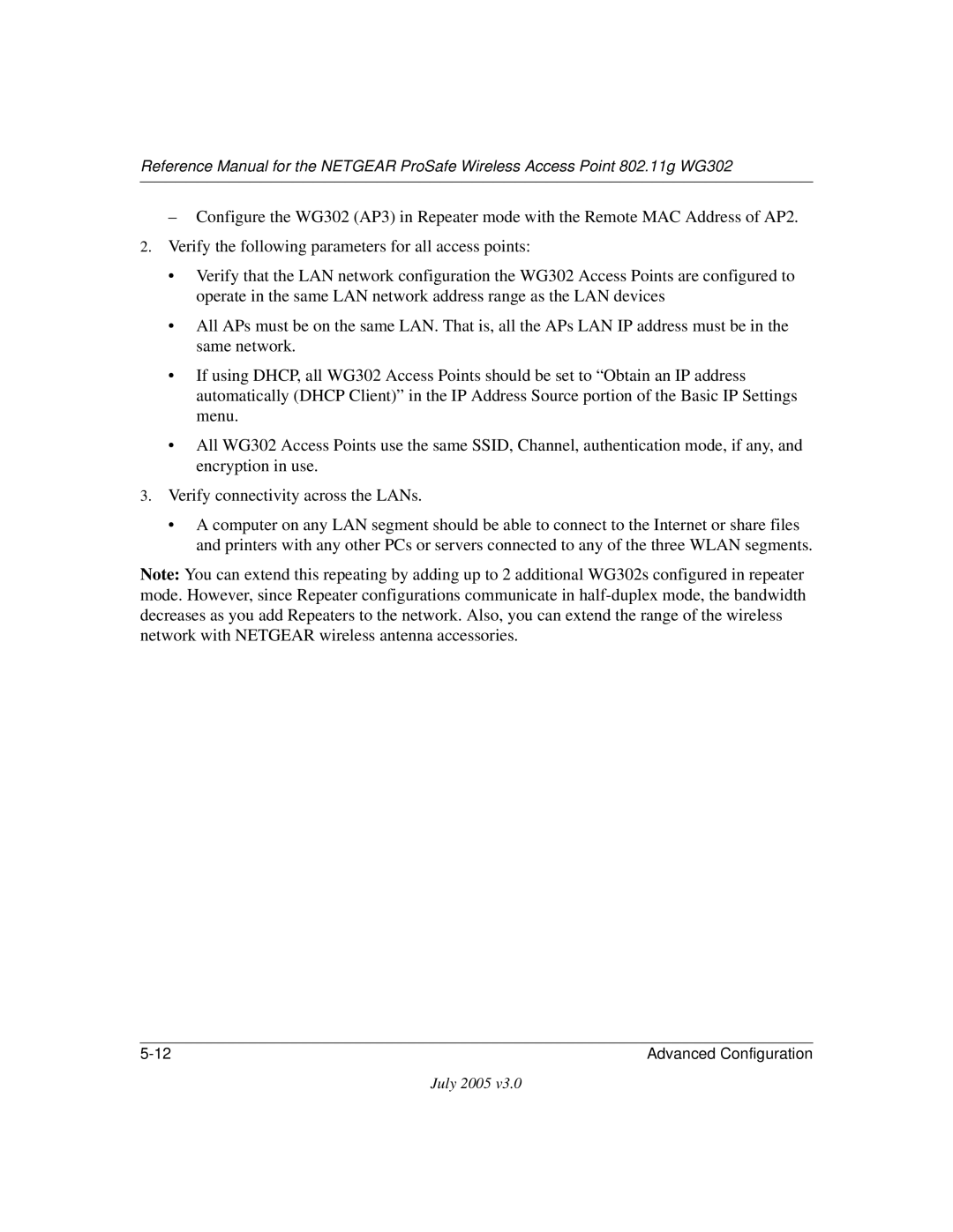 NETGEAR WG302NA manual Advanced Configuration 